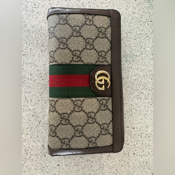 Gucci Beige and Brown Wallet with Green and Red Stripe - Picture 2 of 9